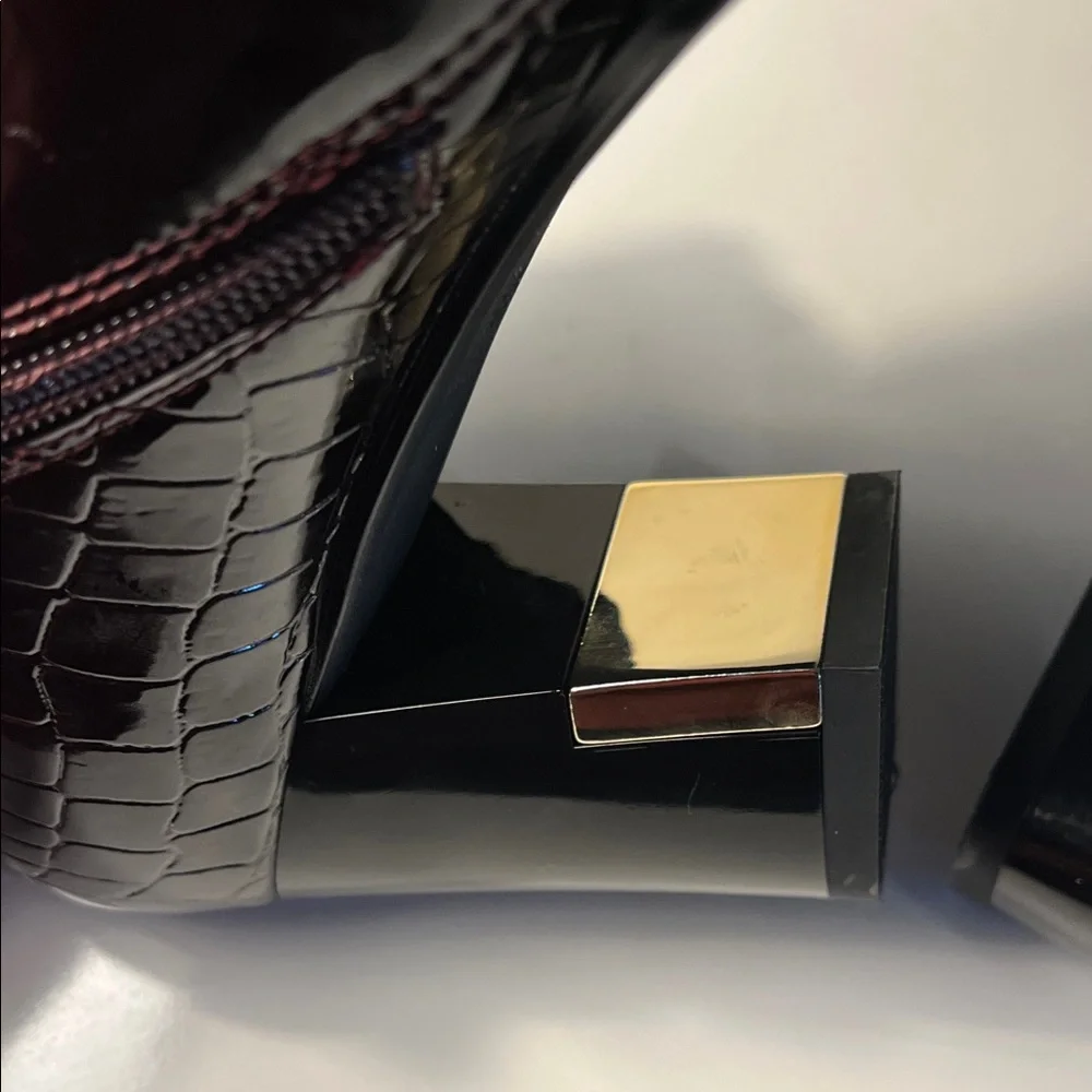 TDD Vogue‎ Elegant Women’s Burgundy Patent Leather Chunky Block Heels. Size 8.5